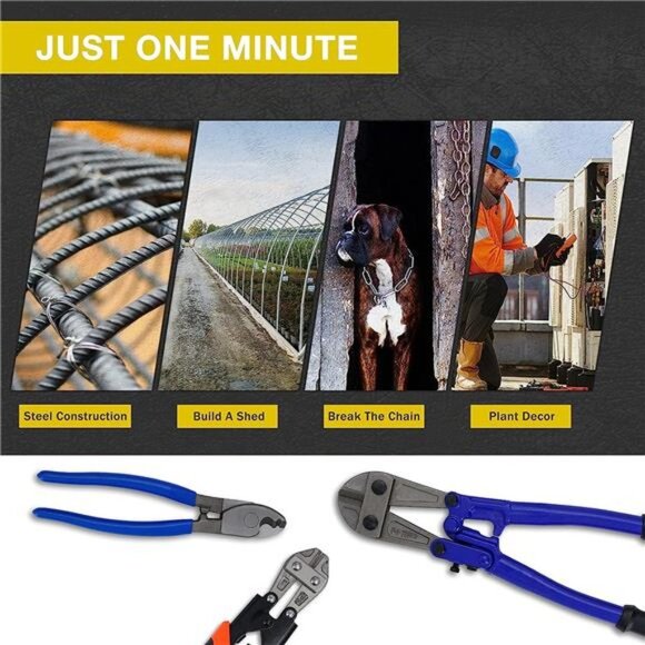 Bolt Cutter Pliers Set Industrial HeavyDuty Soft Rubber14" & Mini 8"Bolt Cutters - Picture 7 of 7